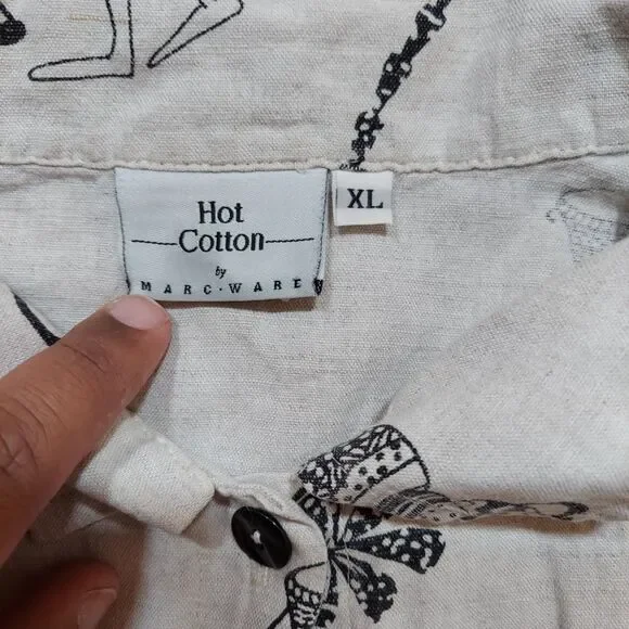 Hot Cotton By Marc Ware 55% Linen Womens Top, Sz XL, Short Sleeve, Button Front - Picture 3 of 6